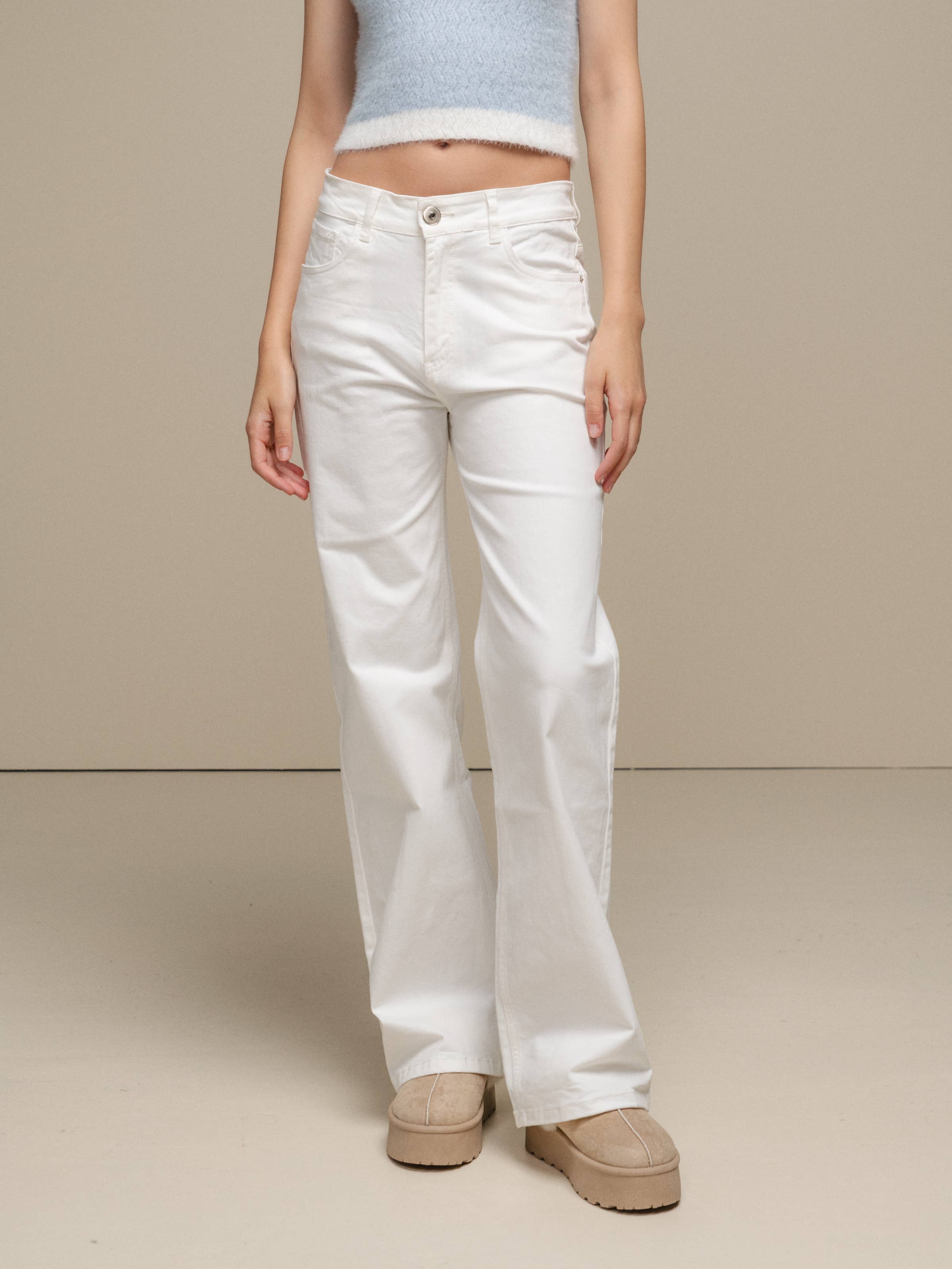 Pantalones wide leg blancos