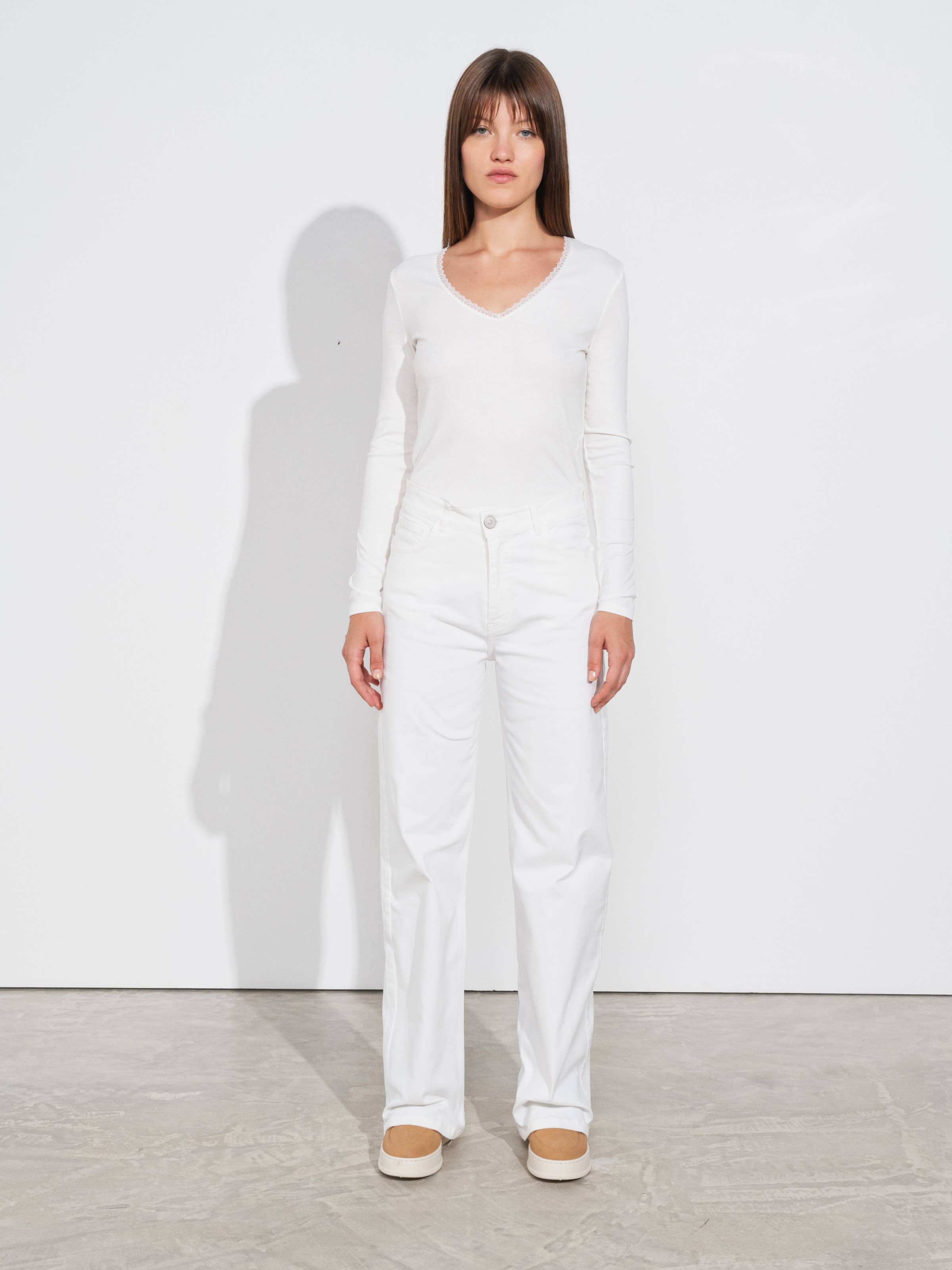 Pantalones wide leg blancos